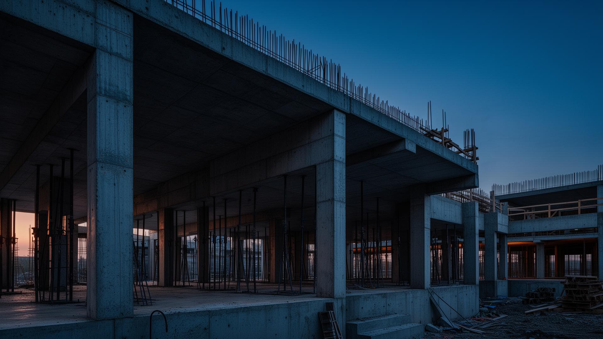 Structure béton armé en construction